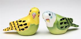 img 4 attached to 🐦 Vibrant Ceramic Salt and Pepper Shakers - Appletree 2-1/8-Inch Yellow and Green Parakeet Design