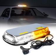 🚨 xprite 44 led 17 inch high intensity law enforcement emergency hazard warning flashing car truck construction led roof top mini bar strobe light with magnetic base - white & amber/yellow: top-notch safety solution for vehicles logo