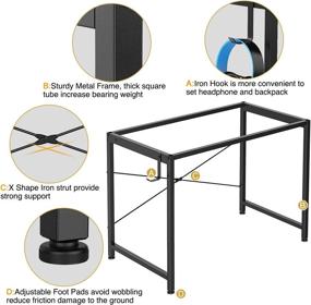 img 3 attached to Домашний офисный компьютерный стол Yesker, 32 дюйма, прочная металлическая рама, современный индустриальный 🖥️ простой стиль для ПК стола, ноутбучного рабочего стола, рабочих мест, учебного стола для небольших помещений, белого цвета.