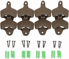img 4 attached to BUYBUYMALL Set of 8 Open Here Iron Wall Mount Bottle Openers with Screws