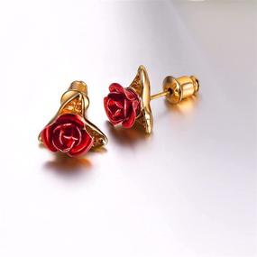 img 3 attached to U7 Gold Plated Flower Earrings