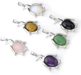 img 1 attached to 🐧 Enhance Your Energy with Chakra Stones Pendants Necklace - Beautiful Penguin Shape Natural Gemstone Crystal Pendant Birthstone Jewelry for Women and Girls