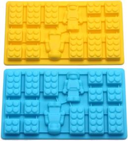 img 4 attached to Minifigure Multi Building Bricks Ice Cube Trays & Candy Chocolate Molds - Set of 2 - Perfect for Melted Chocolate, Crayons & Robot Lovers - Great Birthday or Party Favors in Blue & Yellow