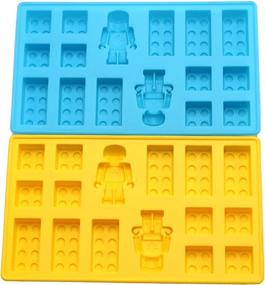 img 3 attached to Minifigure Multi Building Bricks Ice Cube Trays & Candy Chocolate Molds - Set of 2 - Perfect for Melted Chocolate, Crayons & Robot Lovers - Great Birthday or Party Favors in Blue & Yellow