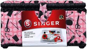 img 4 attached to Стильная корзина для шитья SINGER 07276 с полным набором аксессуаров для шитья в розово-черном цвете.