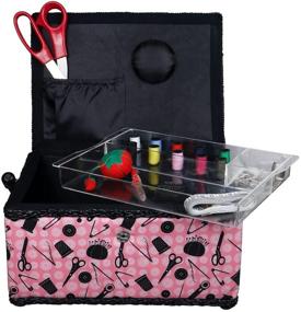 img 1 attached to Stylish SINGER 07276 Sewing Basket with Complete Pink & Black Sewing Kit Accessories