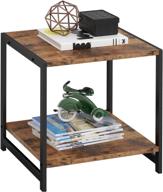 🛋️ impressive ironck side tables: chic industrial living room nightstand with storage shelf and retro brown wood look accent logo