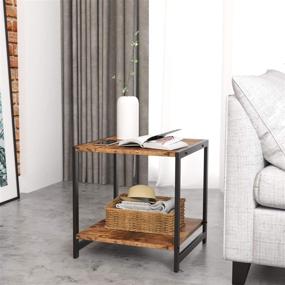 img 1 attached to 🛋️ Impressive IRONCK Side Tables: Chic Industrial Living Room Nightstand with Storage Shelf and Retro Brown Wood Look Accent