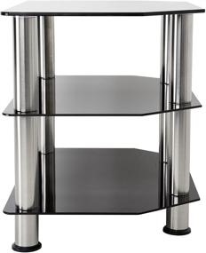 img 2 attached to 📺 AVF SDC600-A TV Stand: Stylish 32-Inch Black Glass Stand with Chrome Legs