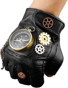 img 2 attached to ⚙️ Leather Fingerless Steampunk Cosplay Compass