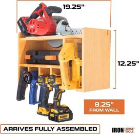 img 3 attached to 🔧 Ultimate Garage Power Tool Organizer: Fully Assembled Wood Tool Chest with 4-Drill Charging Station, Circular Saw Holder, and Power Strip - Perfect Workshop Organization and Storage Gift for Men