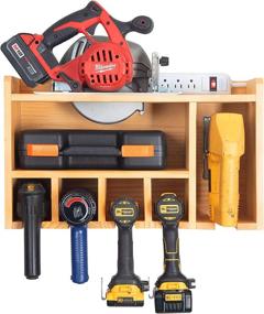 img 4 attached to 🔧 Ultimate Garage Power Tool Organizer: Fully Assembled Wood Tool Chest with 4-Drill Charging Station, Circular Saw Holder, and Power Strip - Perfect Workshop Organization and Storage Gift for Men