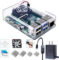 📦 smraza raspberry pi 4 case with fan, acrylic case including 4pcs heatsinks + 5v 3a usb-c power supply - compatible with raspberry pi 4 model b 8gb/4gb/2gb/1gb (clear, rpi board not included) logo