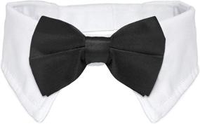 img 4 attached to 🐶 KOOLMOX Adjustable White Dog Collar with Formal Bow Tie - Classic Pet Bow Tie for Small Medium Large Dogs, Perfect Tuxedo Outfit for Weddings, Holidays, and Valentine's Day