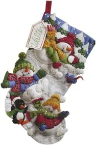 img 1 attached to Bucilla 18-Inch Christmas Stocking Felt Applique Kit - Snow Fun - 86108: Enhance Your Holiday Decor!