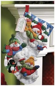 img 2 attached to Bucilla 18-Inch Christmas Stocking Felt Applique Kit - Snow Fun - 86108: Enhance Your Holiday Decor!