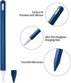 img 2 attached to 💙 Silicone Case Sleeve Cover for Apple Pencil 2nd Generation - Protective Skin Holder Grip and Tip Cap Accessories for iPad Pro 11 12.9 inch (Blue)
