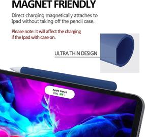 img 1 attached to 💙 Silicone Case Sleeve Cover for Apple Pencil 2nd Generation - Protective Skin Holder Grip and Tip Cap Accessories for iPad Pro 11 12.9 inch (Blue)