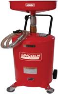 🔧 lincoln 3601 pressurized air-operated 18 gallon portable industrial fluid drain tank with adjustable funnel height, fluid level indicator, and 14 inch bowl logo