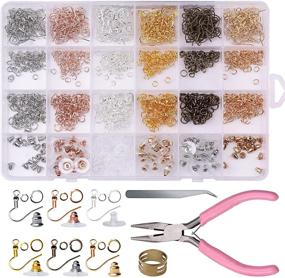 img 4 attached to 📿 Yholin 1343pcs Earring Making Supplies Starter Kit: 6 Colorful Earring Hooks, Open Jump Rings, Head Pins, Eye Pins, Rubber Earring Backs, and Tweezers - Ideal for Jewelry Making and Repair