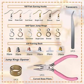 img 3 attached to 📿 Yholin 1343pcs Earring Making Supplies Starter Kit: 6 Colorful Earring Hooks, Open Jump Rings, Head Pins, Eye Pins, Rubber Earring Backs, and Tweezers - Ideal for Jewelry Making and Repair