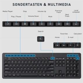 img 3 attached to Беспроводная комбинация клавиатуры и мыши - USB-приемник, 2,4 ГГц для ПК и ноутбуков, 14 дополнительных клавиш, раскладка QWERTY - черный