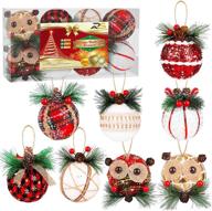 🎄 ruisita 8 pack rustic christmas tree decorations: festive hanging embellishments with pinecones, 2.9 x 5.9 inches логотип