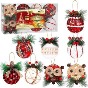 img 4 attached to 🎄 Ruisita 8 Pack Rustic Christmas Tree Decorations: Festive Hanging Embellishments with Pinecones, 2.9 x 5.9 Inches