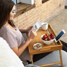 img 1 attached to 🛏️ Rossie Home Media Bed Tray: 17.3 Inch Laptop & Tablet Holder in Calming Gray - Style No. 78105