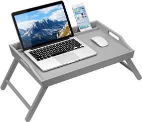 img 3 attached to 🛏️ Rossie Home Media Bed Tray: 17.3 Inch Laptop & Tablet Holder in Calming Gray - Style No. 78105