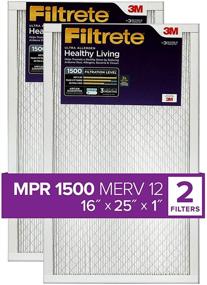 img 4 attached to Top-Rated Filtrete 16x25x1 Air Filter 2-Pack for AC Furnaces - MPR 1500, Healthy Living Ultra Allergen - 15.69 x 24.69 x 0.78 Dimensions