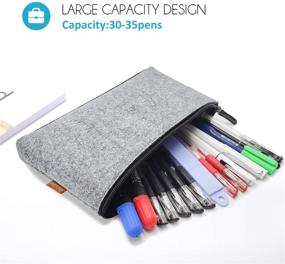 img 3 attached to 🖊️ ProCase Pencil Case Pen Bag, Felt Student Stationery Pouch with Zipper for Pens, Pencils, Highlighters, Gel Pens, Markers, Erasers, and More School Supplies - Pack of 2, Large Size, Grey