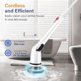 img 2 attached to 2021 Upgraded Bathroom Shower Electric Scrubber with 3 Replaceable Cleaning Brush Heads & Adjustable Extension Handle for Home Office - Enhanced Spin Scrubber