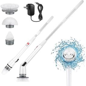 img 4 attached to 2021 Upgraded Bathroom Shower Electric Scrubber with 3 Replaceable Cleaning Brush Heads & Adjustable Extension Handle for Home Office - Enhanced Spin Scrubber