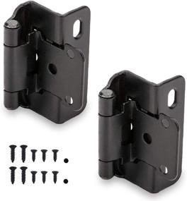 img 4 attached to 🔧 Double Elite: Upgrade your Kitchen Cabinets with 25 Pairs of Matt Black Overlay Partial Wrap 1/2” Cabinet Hinges - Self Closing & Upgraded Screws Included