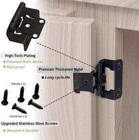 img 2 attached to 🔧 Double Elite: Upgrade your Kitchen Cabinets with 25 Pairs of Matt Black Overlay Partial Wrap 1/2” Cabinet Hinges - Self Closing & Upgraded Screws Included