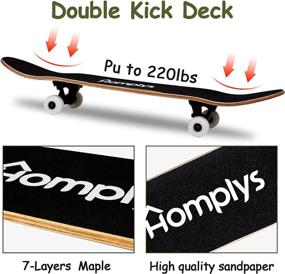 img 2 attached to 🛹 HOMPLYS 31x8 Complete Skateboard for Beginners - Ideal Standard Skateboard for Kids, Teens, and Adults