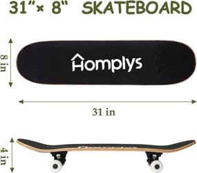 img 3 attached to 🛹 HOMPLYS 31x8 Complete Skateboard for Beginners - Ideal Standard Skateboard for Kids, Teens, and Adults