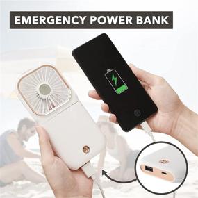 img 2 attached to 🌀 HAOWIN Portable Fan with 3000mAh Power Bank: For Powerful Wind, Multiple Usage Options, Long Battery Life - White