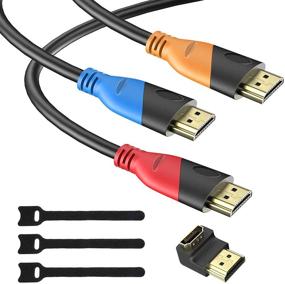 img 4 attached to HUANUO 4K High Speed HDMI Cable - 3 Pack (6ft) with Gold Plated Connectors 🔌 & Velcro Cable Ties - 48Gbps, 4K 60Fps Support for Apple TV, HDTV, PS4, Computer, Laptop