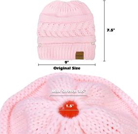 img 1 attached to 🧣 Stay Stylish and Cozy with Pukavt 2 Pack Winter Warm Chunky Cable Mess Knit Ponytail Beanie Hat for Women