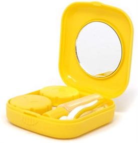 img 2 attached to 📦 Convenient Portable Travel Contact Lens Case Kit with Mirror - Honbay 2PCS Mini Contact Lens Box in Purple and Yellow