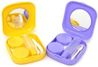 📦 convenient portable travel contact lens case kit with mirror - honbay 2pcs mini contact lens box in purple and yellow logo