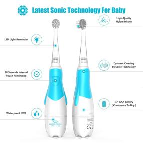 img 1 attached to Blue Baby Electric Toothbrush - Sonic Technology, Smart LED Timer - Ages 0-3 Years - Toddler Teeth Brushes