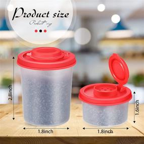 img 3 attached to 🧂 Set of 4 Clear Plastic Salt and Pepper Shakers with Red Lids - Small and Medium Spice Bottles for Salt, Sugar, and Powders - Ideal Seasoning Containers for Kitchen Storage