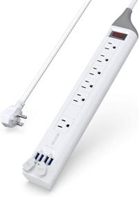 img 4 attached to ⚡️ BESTEK USB Surge Protector Power Strip with 6 Outlets, 125V 15A, 4.2A 4 Smart USB Ports, 6ft Extension Cord, Right Angle Flat Plug, 500Joules, FCC ETL Certified