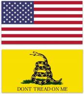 2-pack gadsden flag and american flag vinyl sticker decal - durable, waterproof, uv resistant for cars, trucks, boats, computers, water bottles, coolers logo