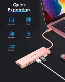 img 2 attached to 🌸 LENTION USB C Multi-Port Hub - 4K HDMI, USB 3.0, SD/Micro SD Reader - MacBook Pro, Mac Air, Surface, Chromebook, More - Rose Gold