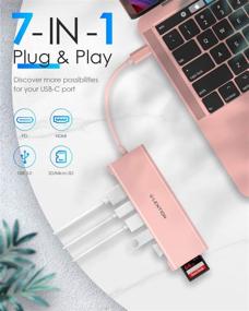 img 3 attached to 🌸 LENTION USB C Multi-Port Hub - 4K HDMI, USB 3.0, SD/Micro SD Reader - MacBook Pro, Mac Air, Surface, Chromebook, More - Rose Gold