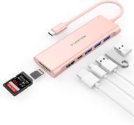 🌸 lention usb c multi-port hub - 4k hdmi, usb 3.0, sd/micro sd reader - macbook pro, mac air, surface, chromebook, more - rose gold логотип